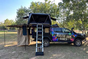 Rustie Jam Hilux 4wd camper hire for a family of 5 all year round from Darwin 